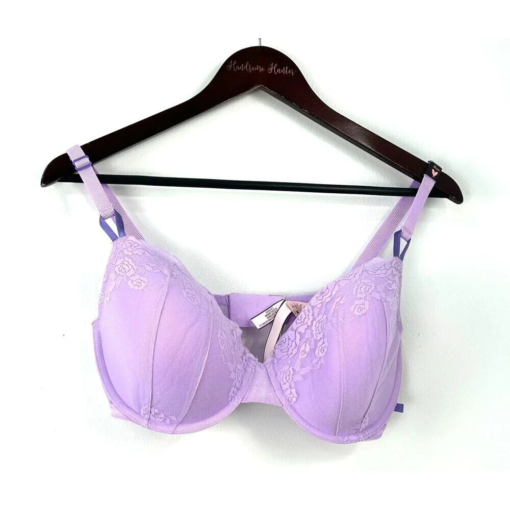 New Victorias Secret VS Womens Lined Demi Light Purple Lace Underwire Bra 36DD - Picture 2 of 10